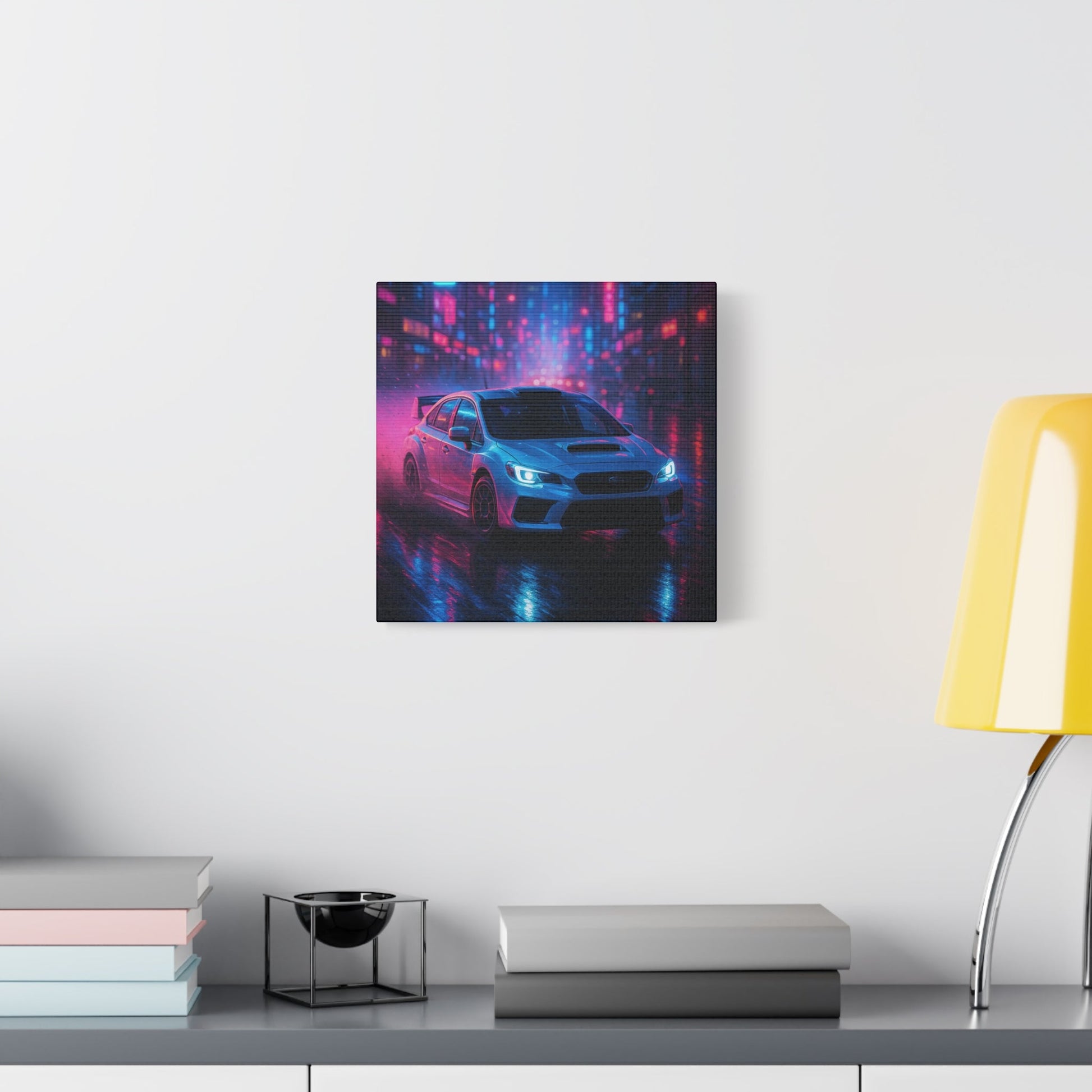 Neon Drift Canvas Print – Subaru WRX STI Urban Racing Art | Night City Wall Decor - BTS Canvas