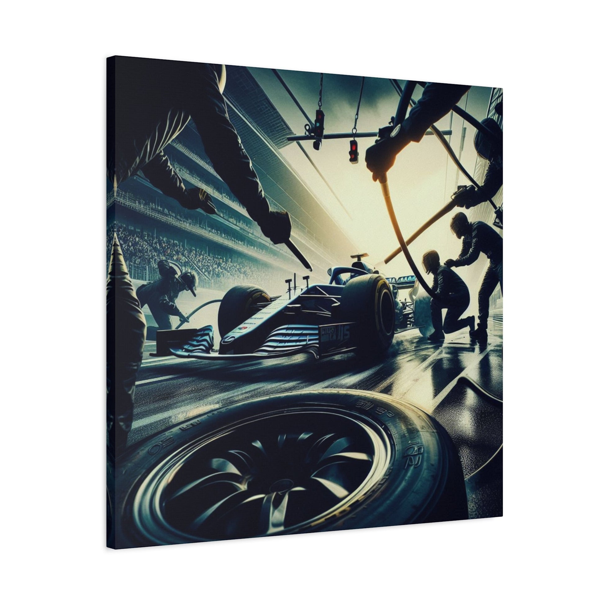 🏁 Pit Stop Precision Canvas Print – Formula 1 Teamwork Art | Motorsport Wall Decor - BTS Canvas