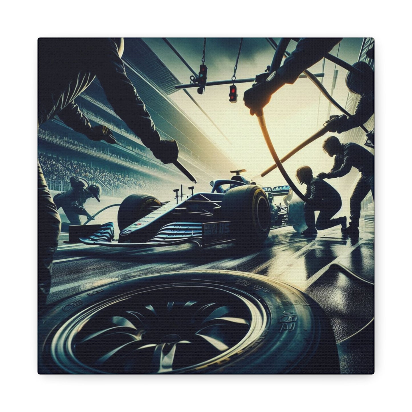 🏁 Pit Stop Precision Canvas Print – Formula 1 Teamwork Art | Motorsport Wall Decor - BTS Canvas