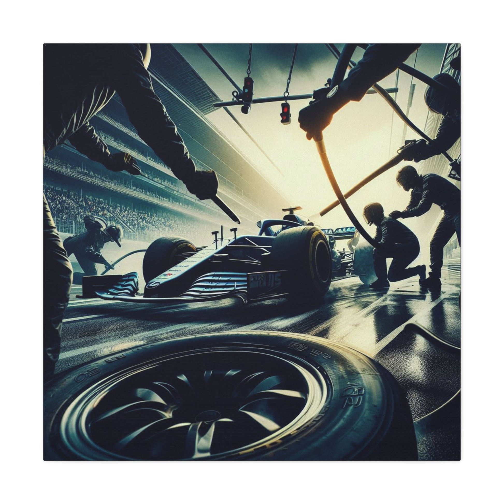 🏁 Pit Stop Precision Canvas Print – Formula 1 Teamwork Art | Motorsport Wall Decor - BTS Canvas