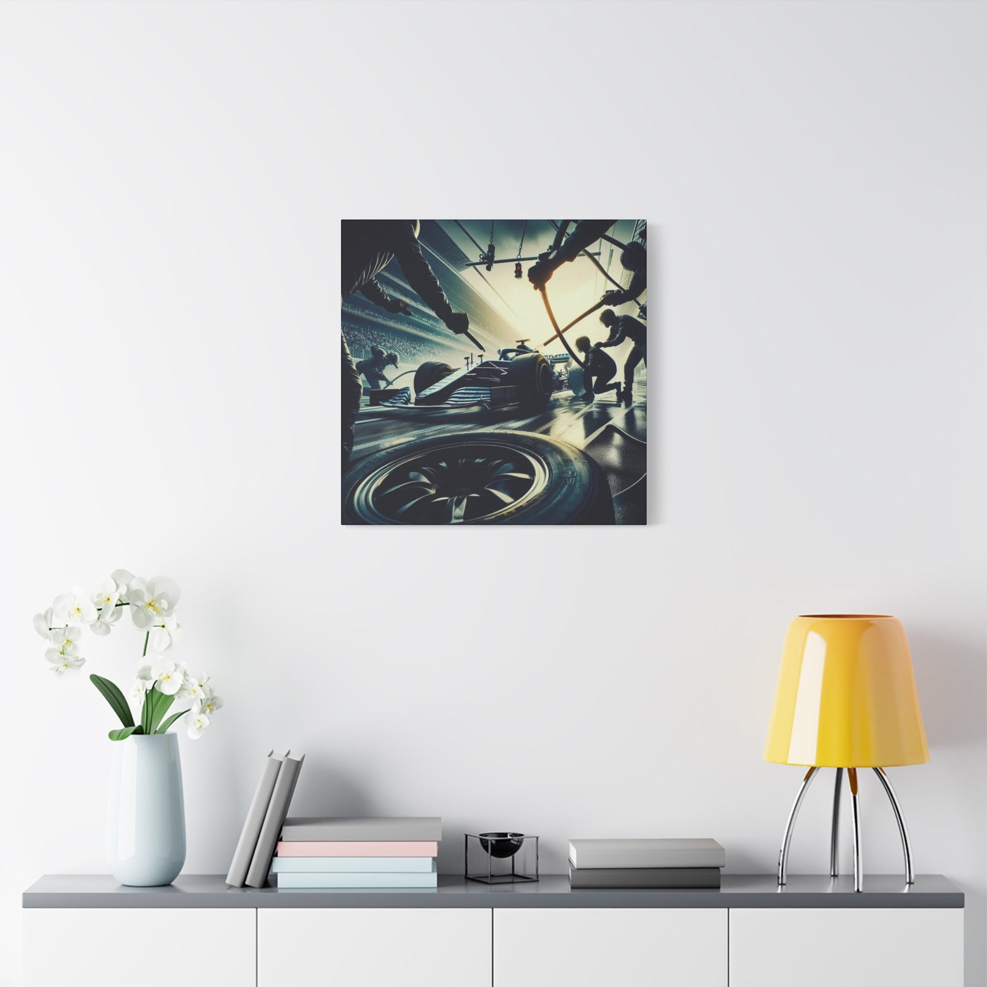 🏁 Pit Stop Precision Canvas Print – Formula 1 Teamwork Art | Motorsport Wall Decor - BTS Canvas