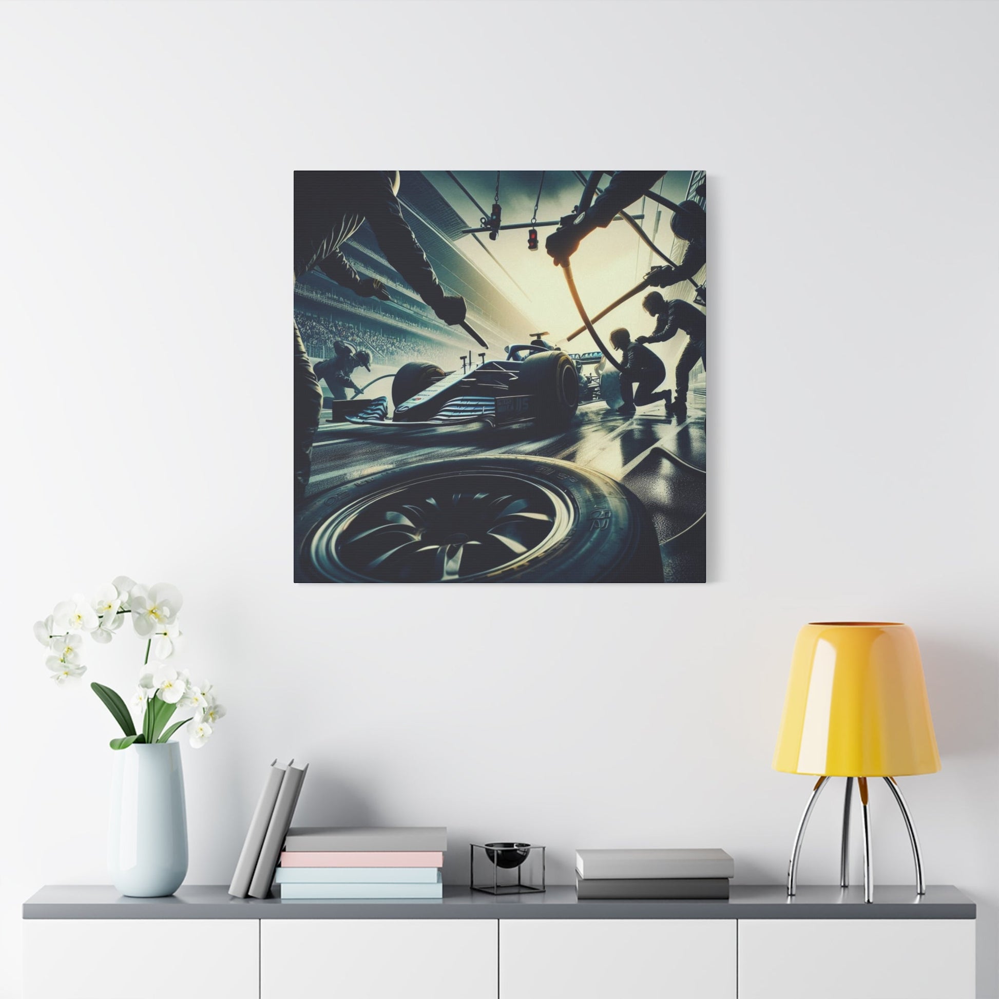🏁 Pit Stop Precision Canvas Print – Formula 1 Teamwork Art | Motorsport Wall Decor - BTS Canvas