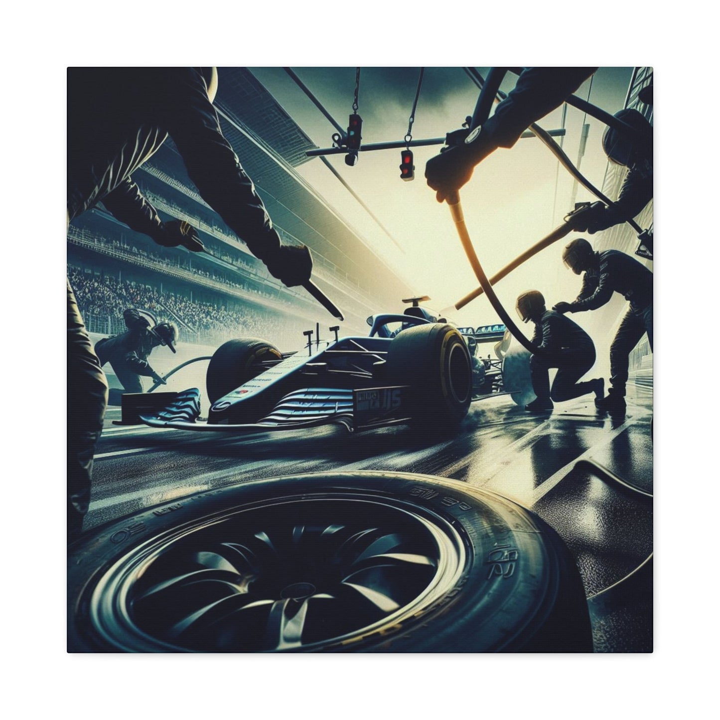 🏁 Pit Stop Precision Canvas Print – Formula 1 Teamwork Art | Motorsport Wall Decor - BTS Canvas