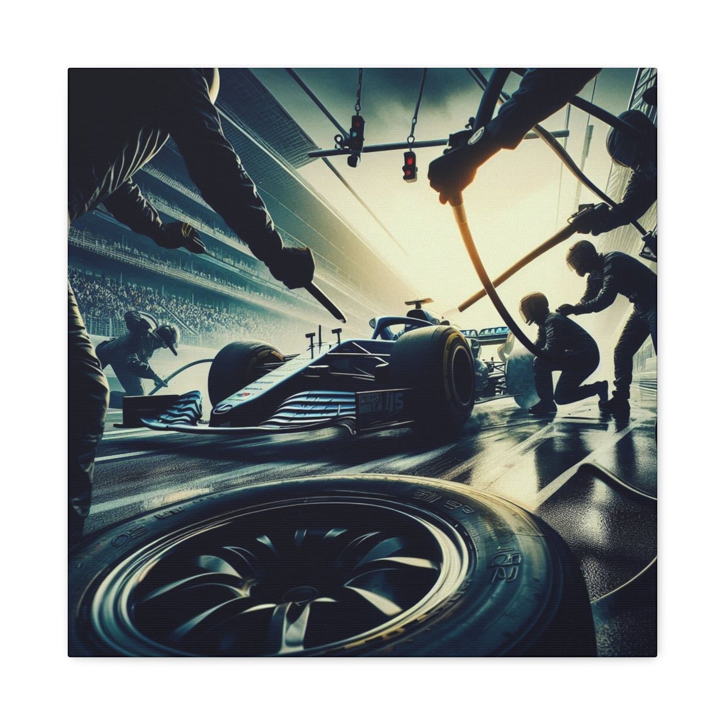 🏁 Pit Stop Precision Canvas Print – Formula 1 Teamwork Art | Motorsport Wall Decor - BTS Canvas