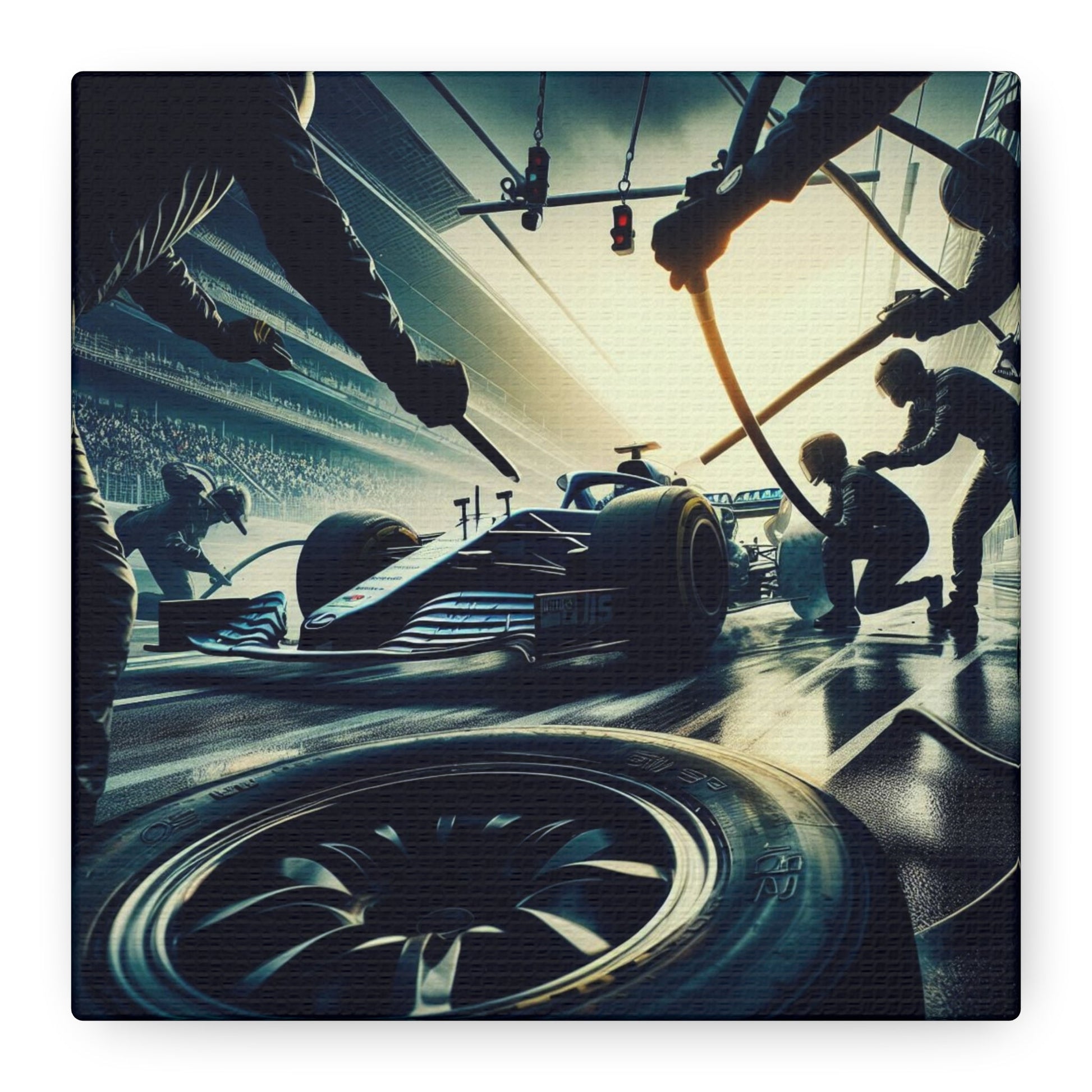 🏁 Pit Stop Precision Canvas Print – Formula 1 Teamwork Art | Motorsport Wall Decor - BTS Canvas