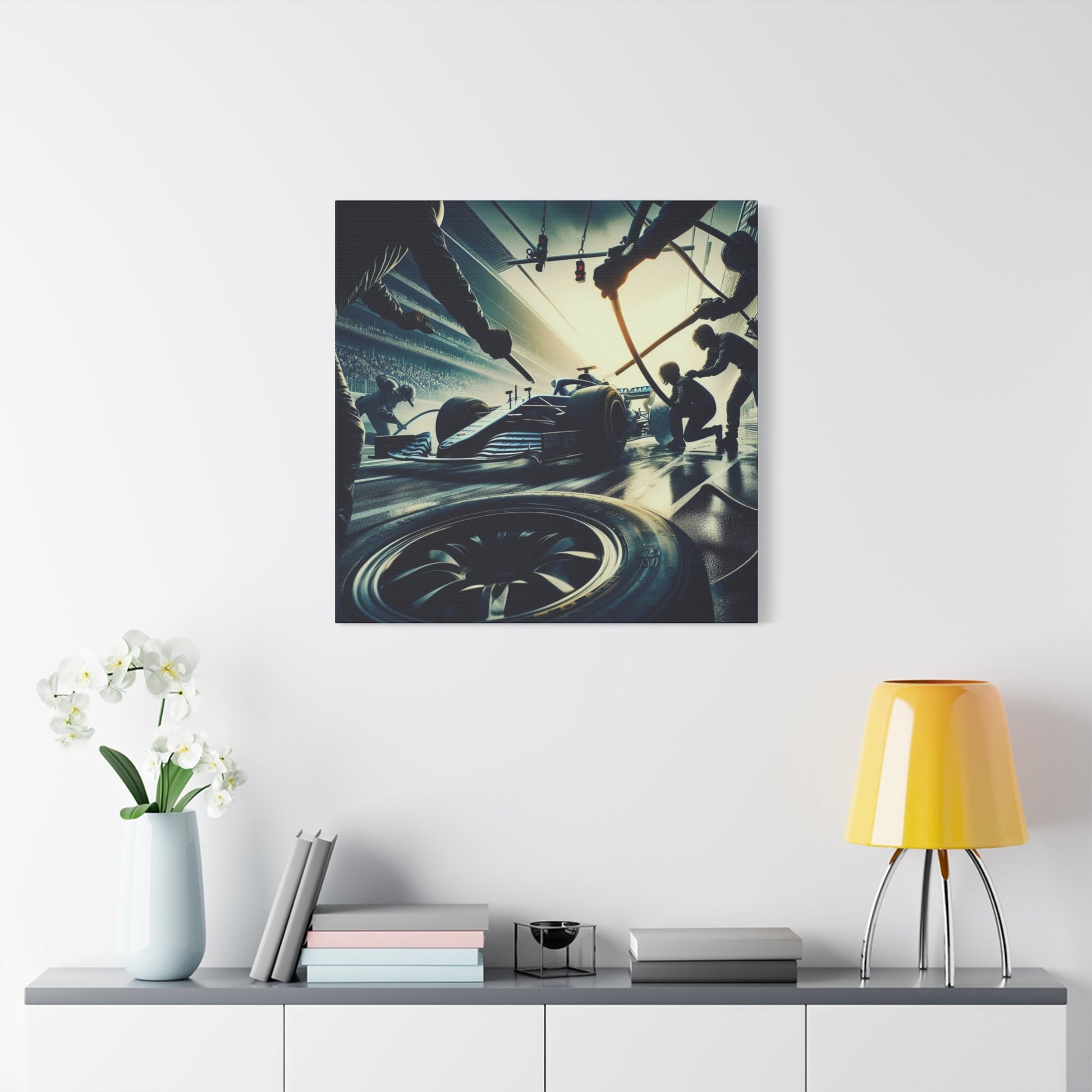 🏁 Pit Stop Precision Canvas Print – Formula 1 Teamwork Art | Motorsport Wall Decor - BTS Canvas
