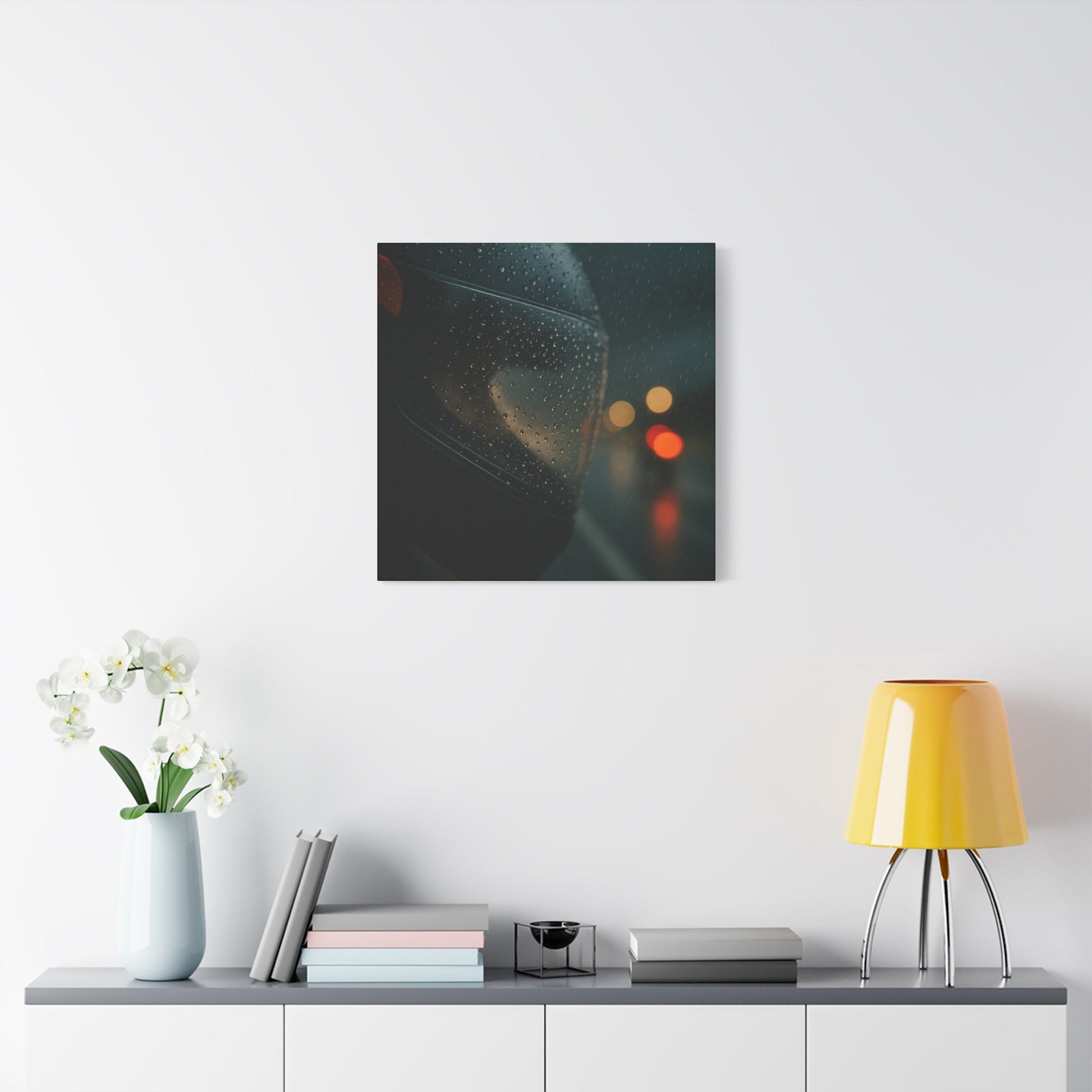 🖤 Rider’s Reflection – Rainy Visor Motorcycle Canvas Print | Grit, Mystery & Focus Wall Art - BTS Canvas