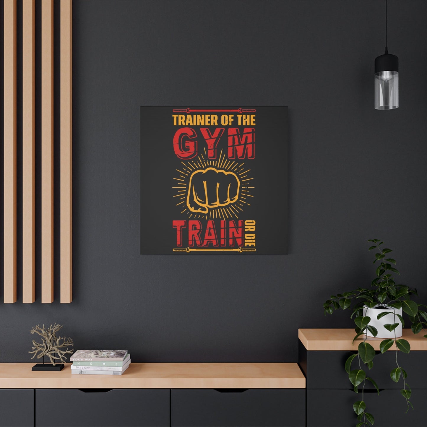 "Trainer of the Gym – Train or Die" Motivational Fitness Canvas Wall Art - BTS Canvas