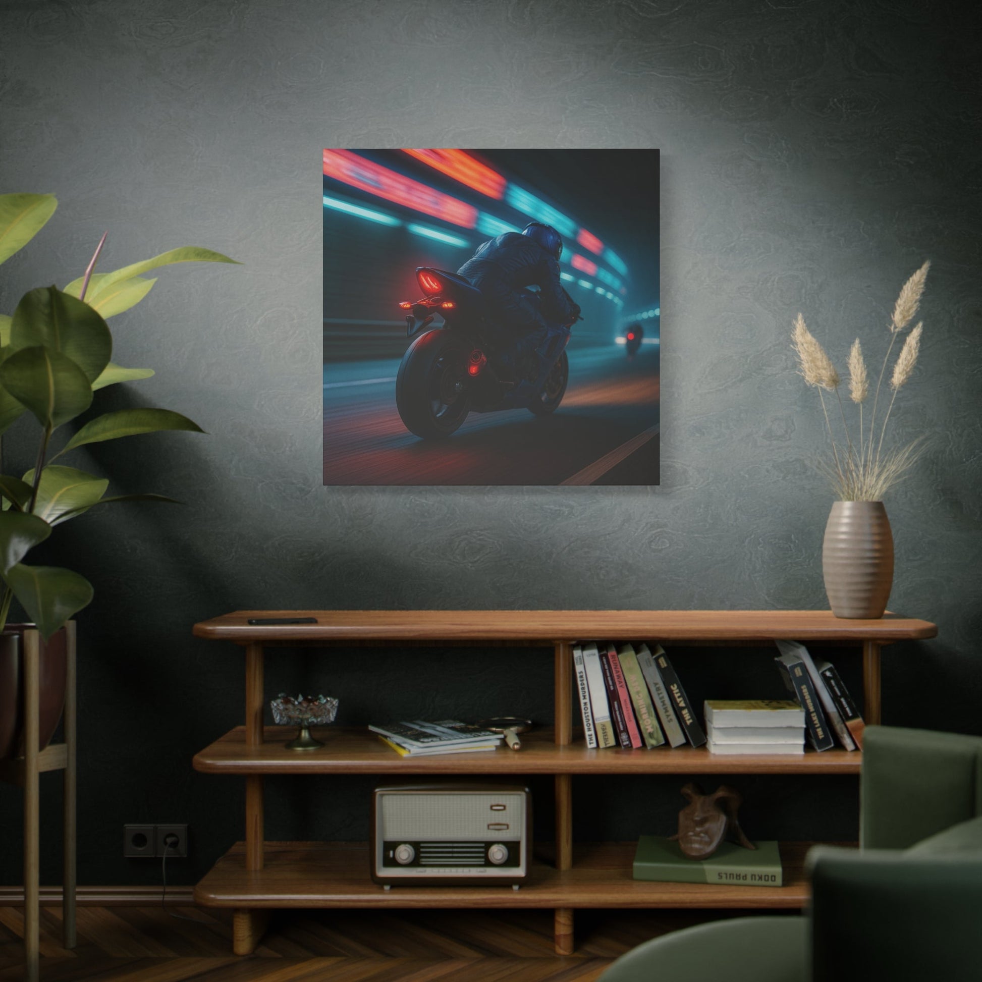 🌌 Tunnel Rush – Urban Speed Motorcycle Canvas Print | Velocity, Lights & City Pulse - BTS Canvas