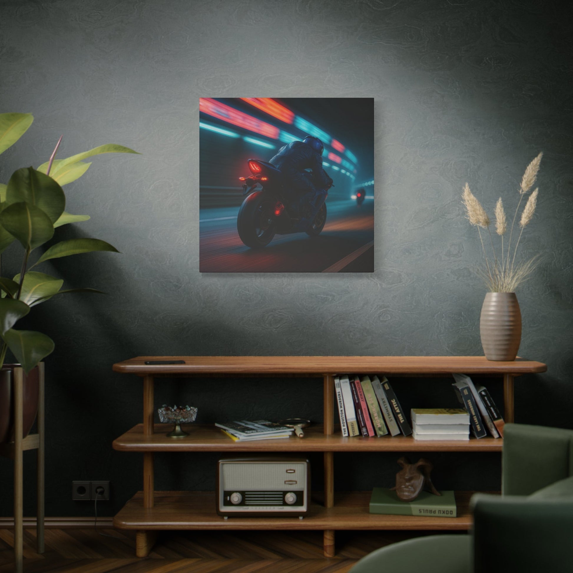 🌌 Tunnel Rush – Urban Speed Motorcycle Canvas Print | Velocity, Lights & City Pulse - BTS Canvas