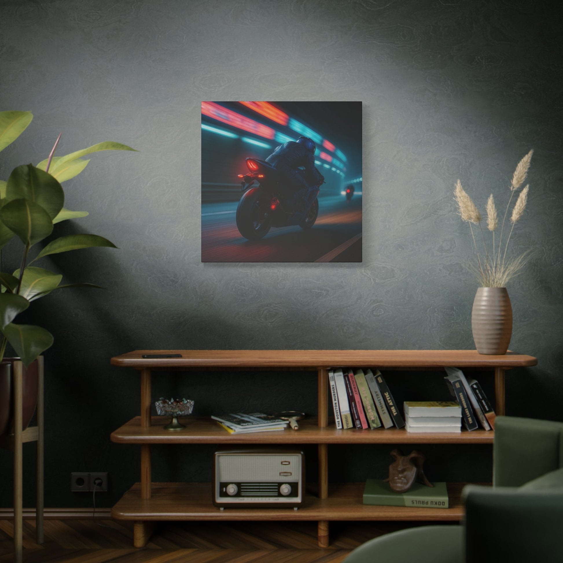 🌌 Tunnel Rush – Urban Speed Motorcycle Canvas Print | Velocity, Lights & City Pulse - BTS Canvas