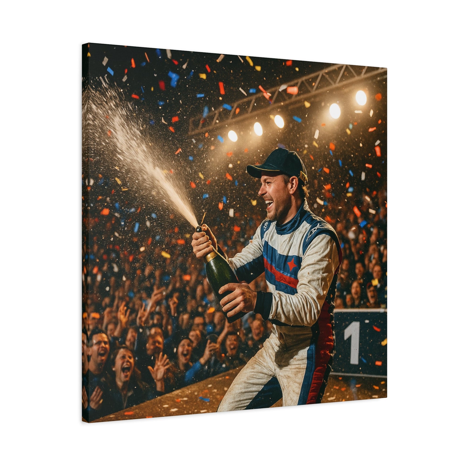 Victory Celebration Canvas Print – Motorsport Champion Podium Art | Racing Glory Wall Decor - BTS Canvas