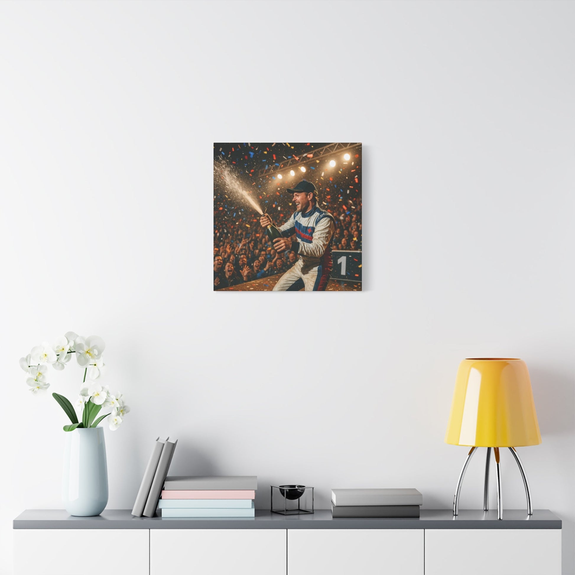 Victory Celebration Canvas Print – Motorsport Champion Podium Art | Racing Glory Wall Decor - BTS Canvas