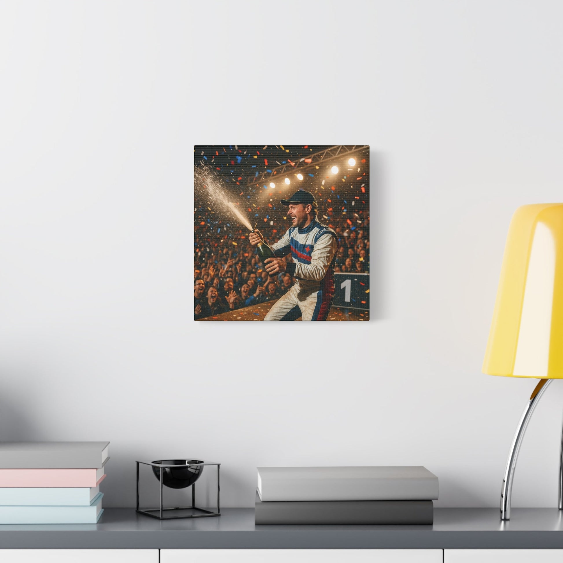 Victory Celebration Canvas Print – Motorsport Champion Podium Art | Racing Glory Wall Decor - BTS Canvas
