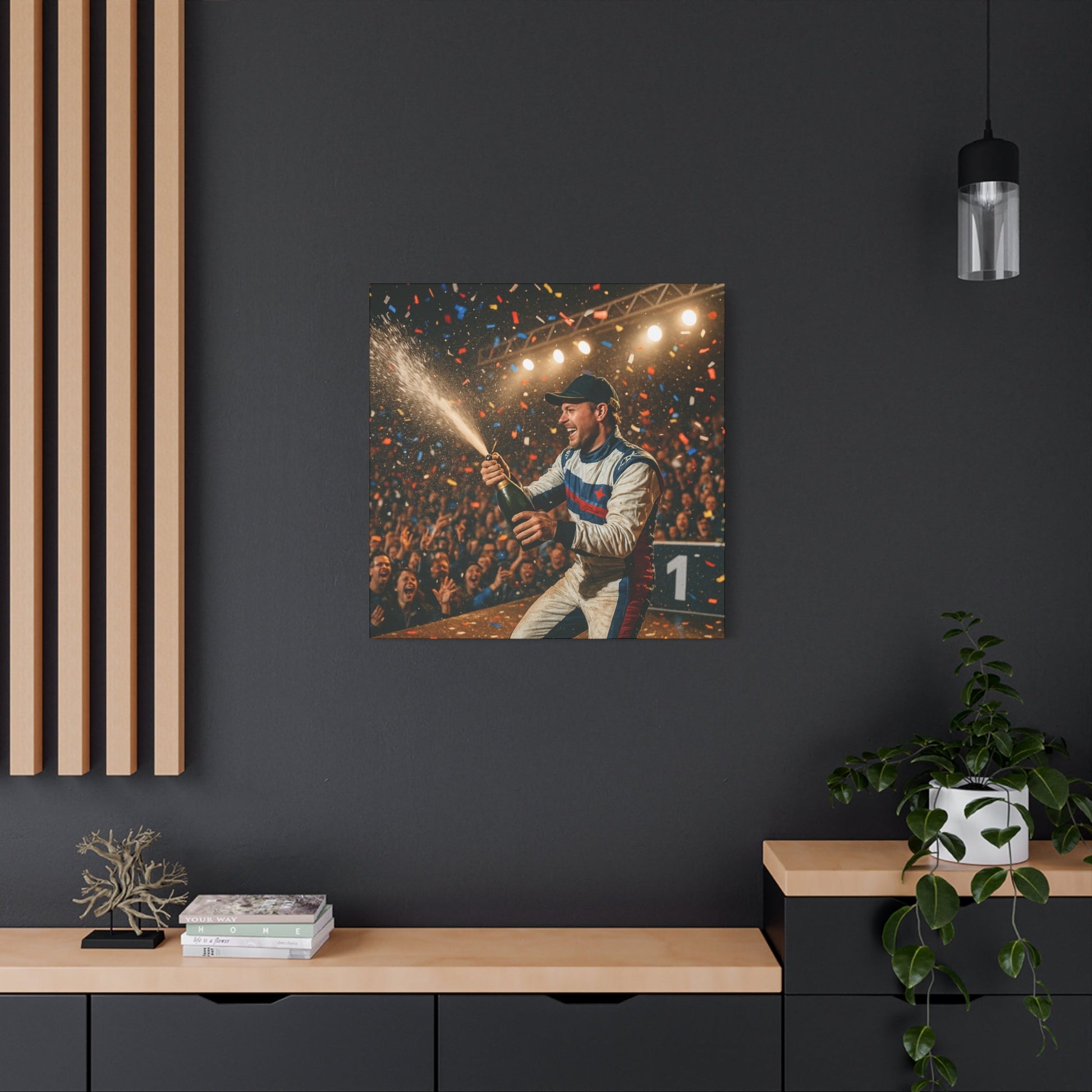 Victory Celebration Canvas Print – Motorsport Champion Podium Art | Racing Glory Wall Decor - BTS Canvas