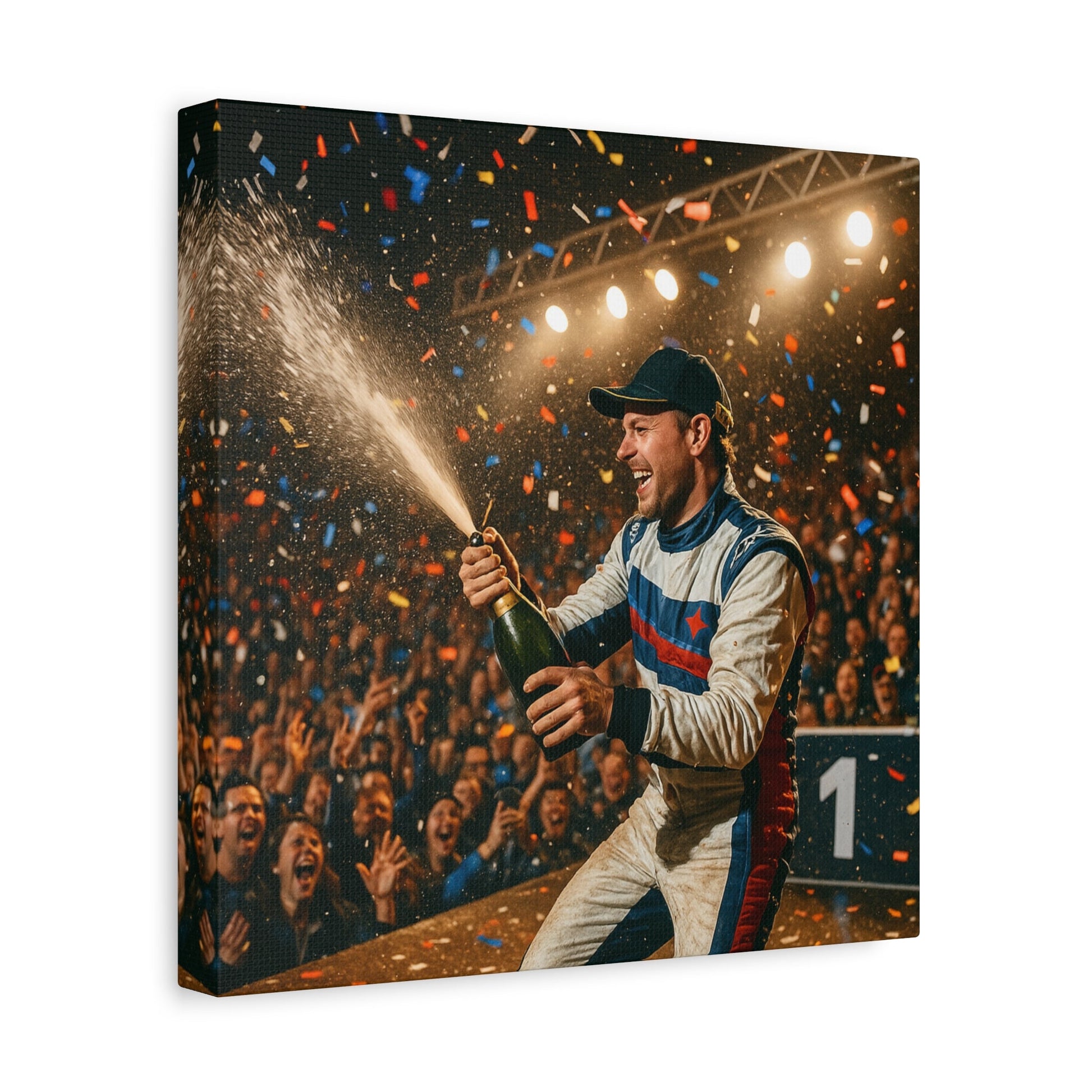 Victory Celebration Canvas Print – Motorsport Champion Podium Art | Racing Glory Wall Decor - BTS Canvas
