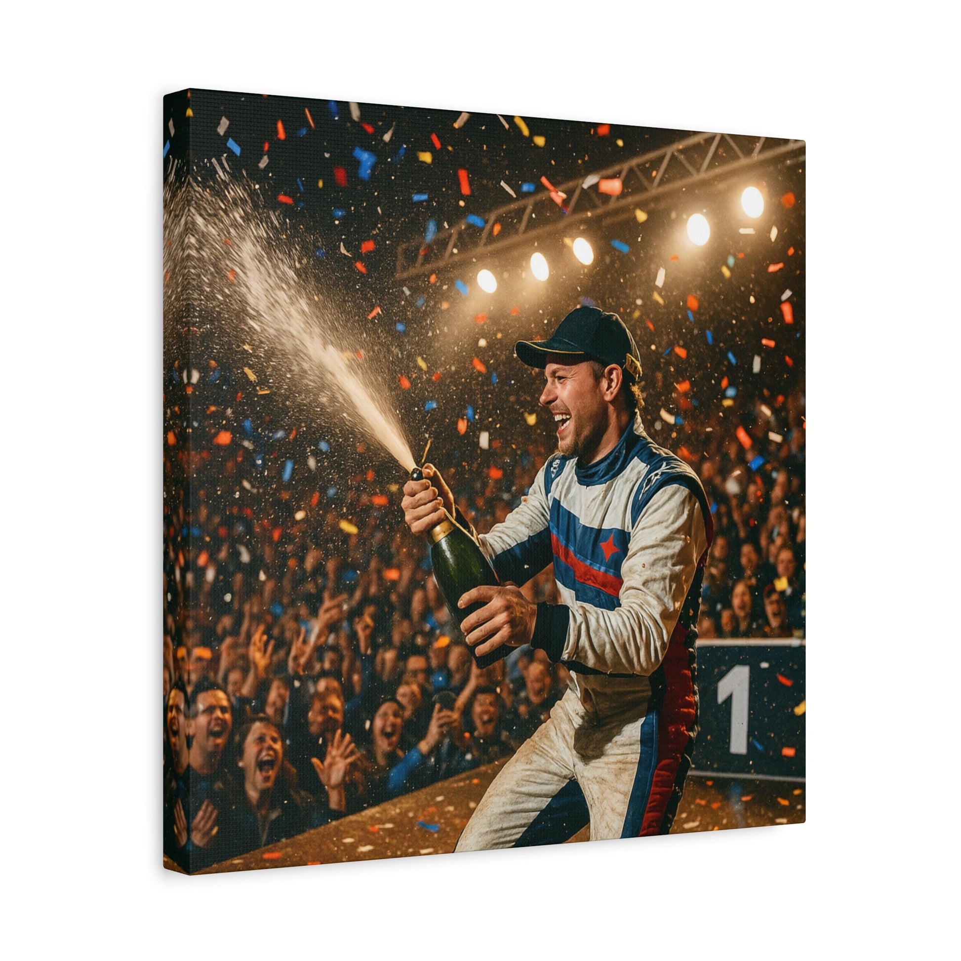 Victory Celebration Canvas Print – Motorsport Champion Podium Art | Racing Glory Wall Decor - BTS Canvas