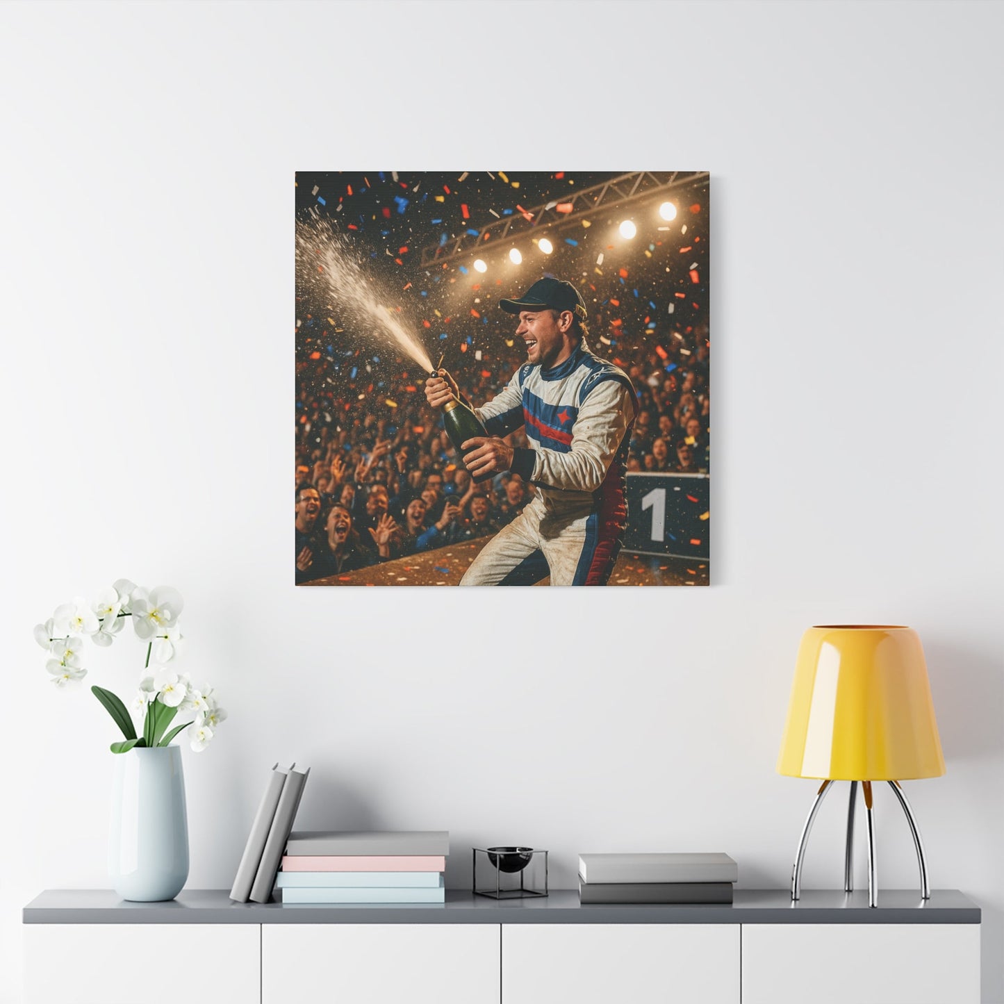 Victory Celebration Canvas Print – Motorsport Champion Podium Art | Racing Glory Wall Decor - BTS Canvas