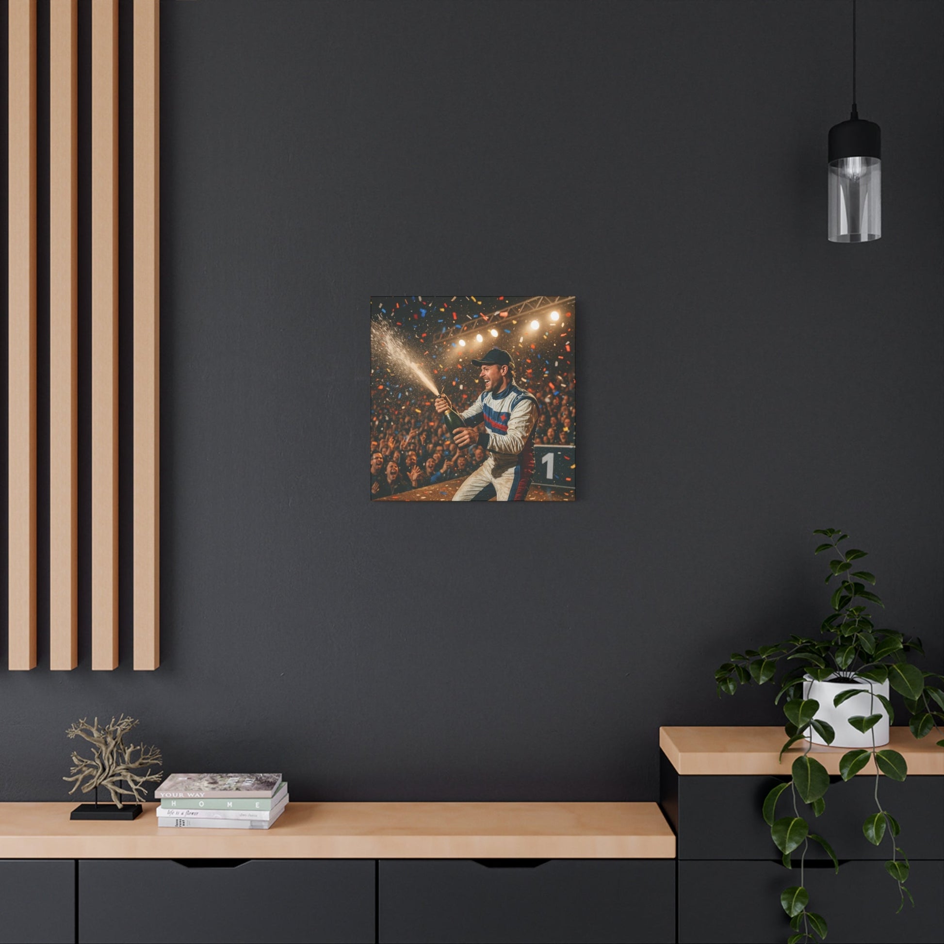 Victory Celebration Canvas Print – Motorsport Champion Podium Art | Racing Glory Wall Decor - BTS Canvas