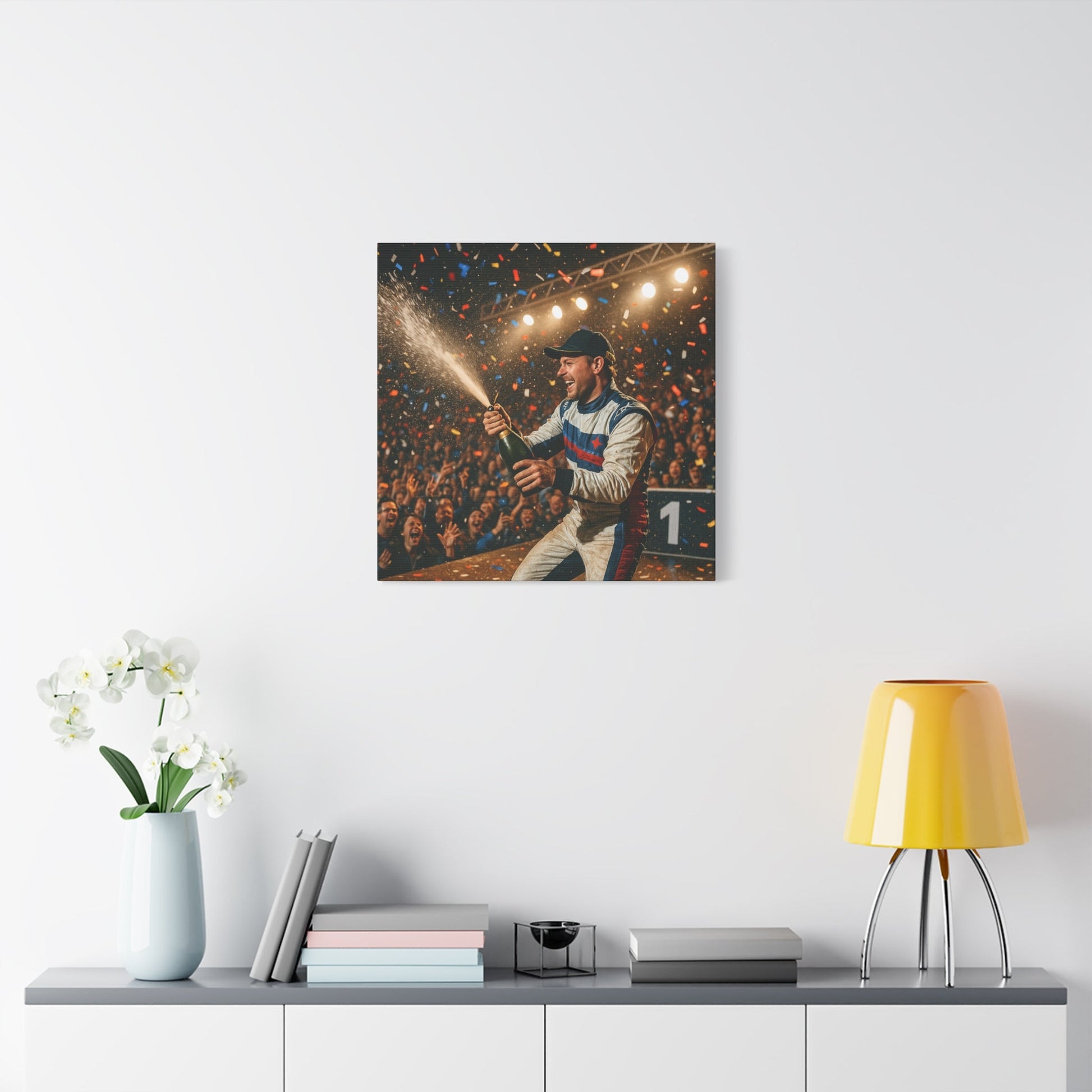 Victory Celebration Canvas Print – Motorsport Champion Podium Art | Racing Glory Wall Decor - BTS Canvas