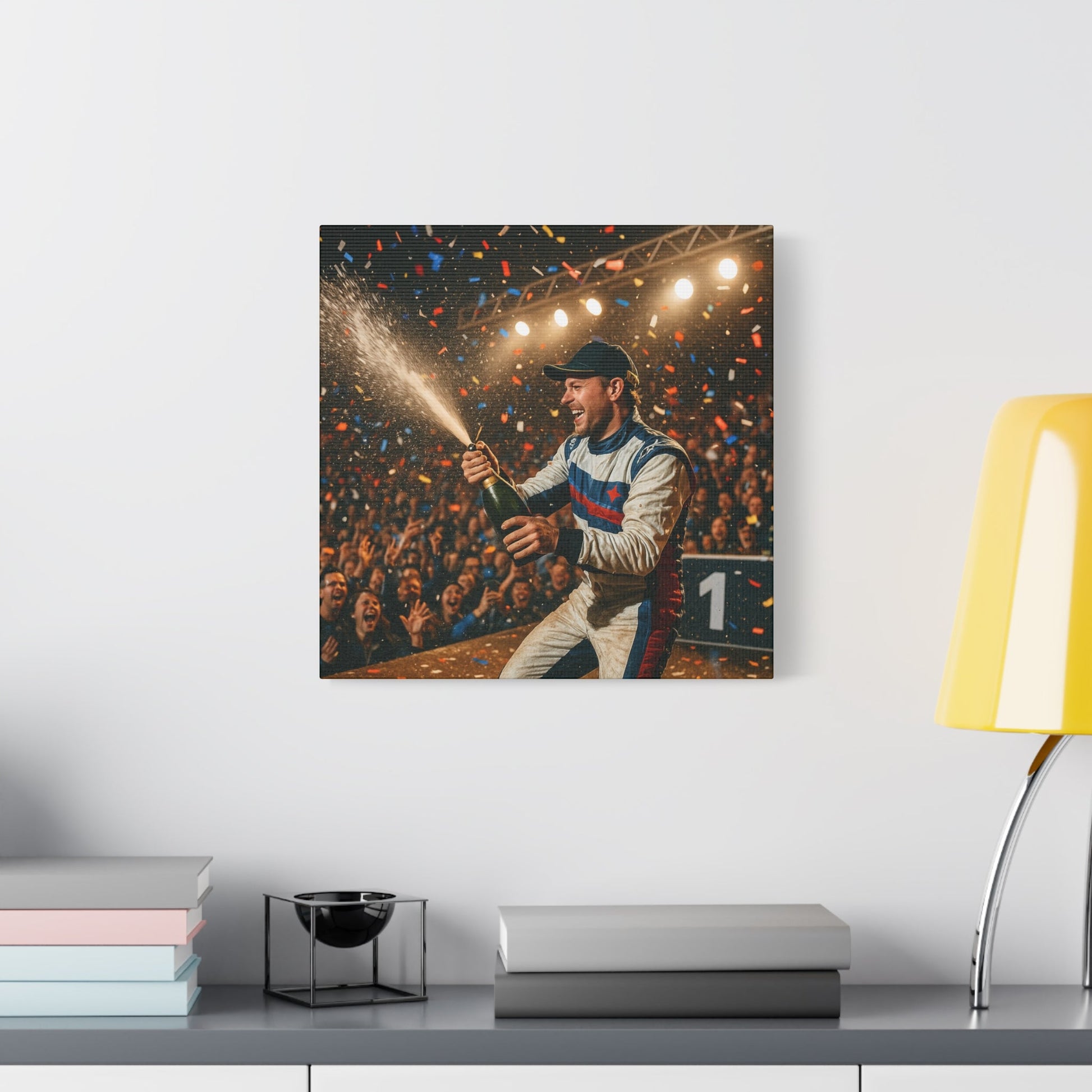 Victory Celebration Canvas Print – Motorsport Champion Podium Art | Racing Glory Wall Decor - BTS Canvas