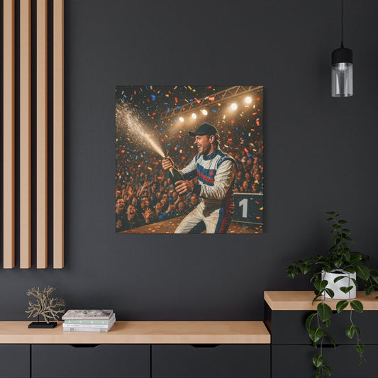 Victory Celebration Canvas Print – Motorsport Champion Podium Art | Racing Glory Wall Decor - BTS Canvas