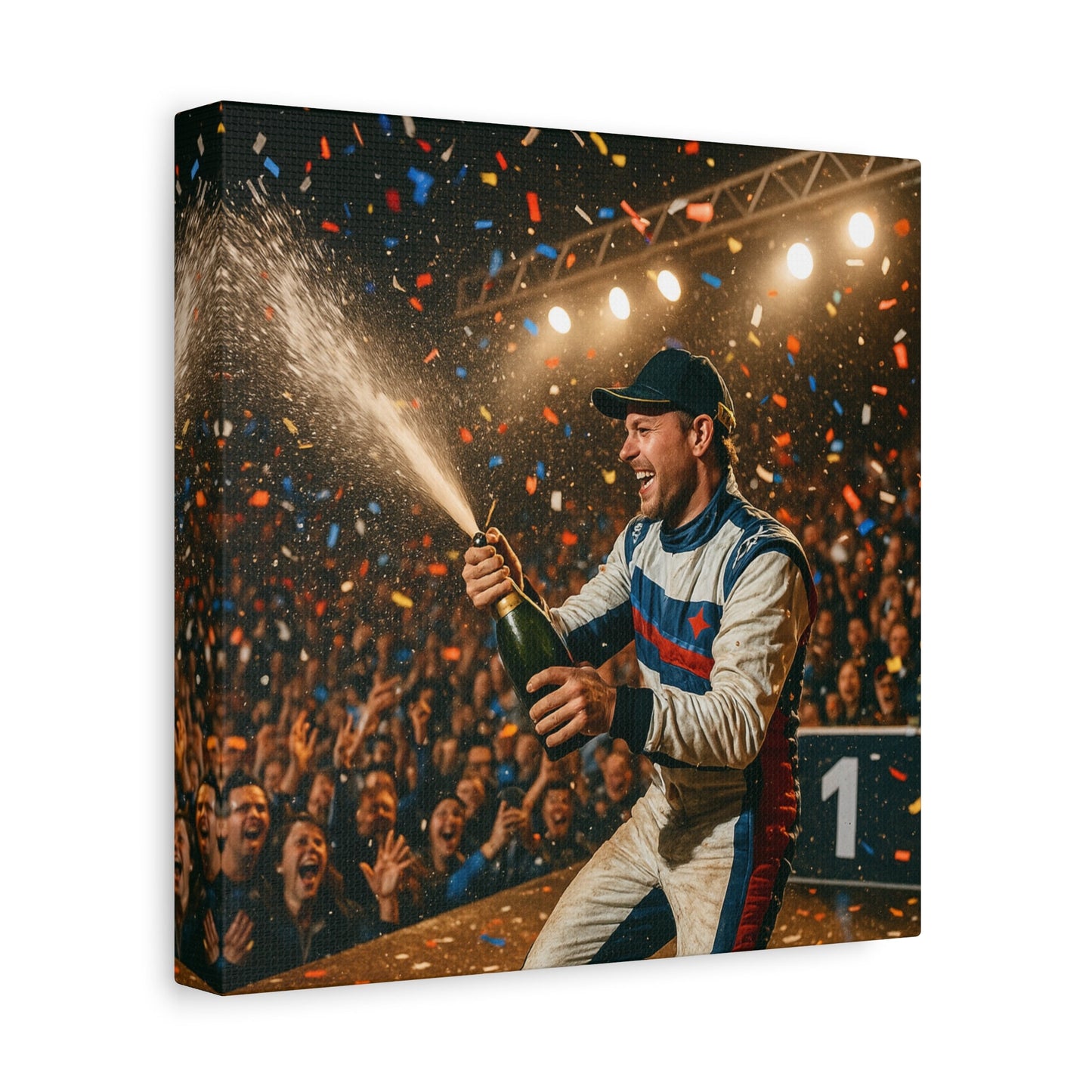Victory Celebration Canvas Print – Motorsport Champion Podium Art | Racing Glory Wall Decor - BTS Canvas