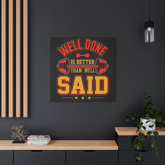 “Well Done Is Better Than Well Said” Gym Motivation Canvas 🛑💪🔥 - BTS Canvas