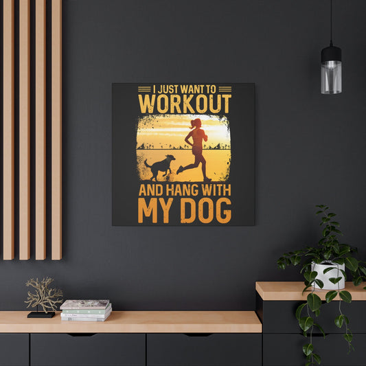 “Workout & Hang with My Dog” Sunset Canvas Wall Art 🐕‍🦺🌅 - BTS Canvas